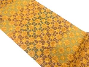 華紋に変わり格子模様織り出し　全通袋帯